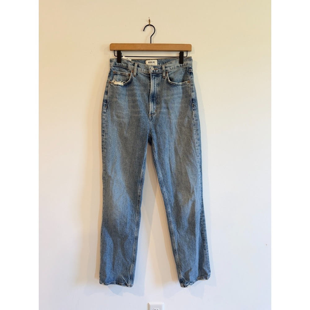Agolde High Rise Stovepipe Distressed Denim Jeans Blue 27x30 A9096-1554